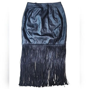 Artistix Fashion Faux Leather Mini Fringe Skirt